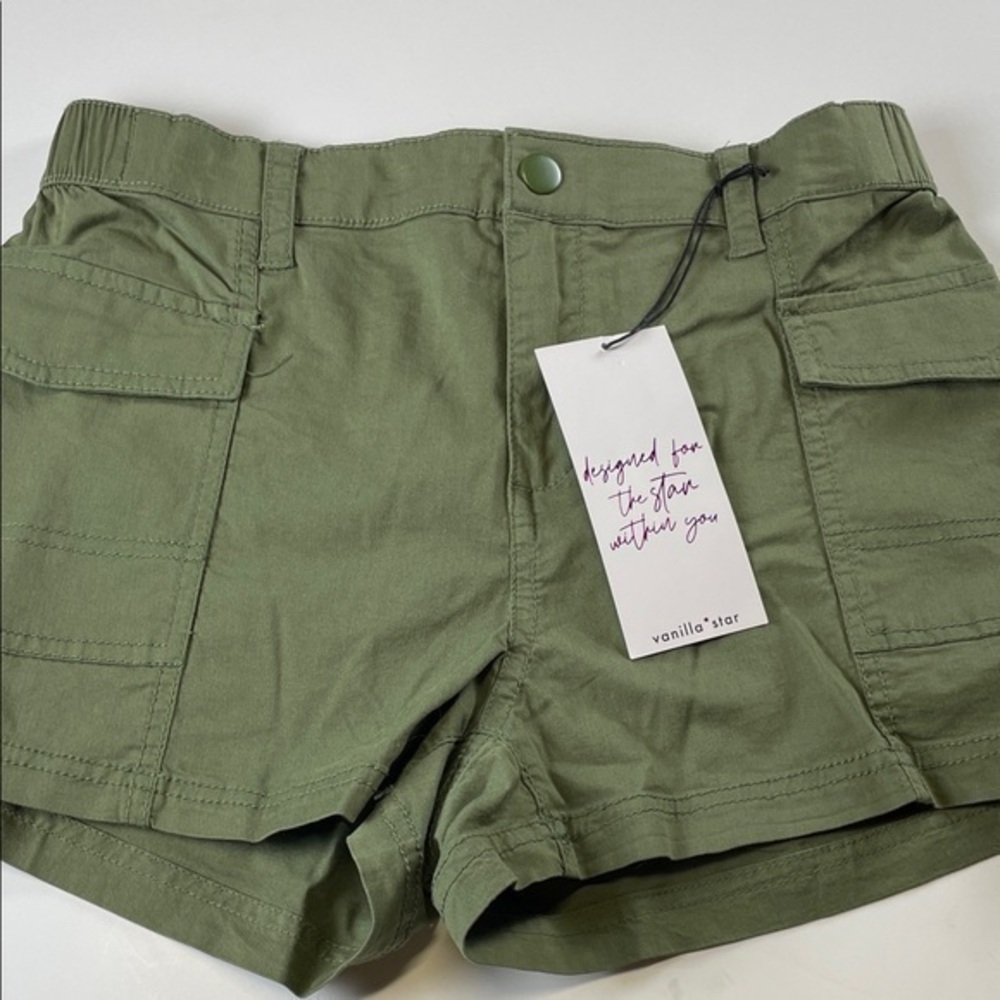 Vanilla Star Olive Green Utility Shorts Women’s Medium Cargo Stretch